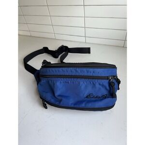 Vintage Eddie Bauer Belt Bag Fanny Pack Blue 3 Zipper 90's Y2K